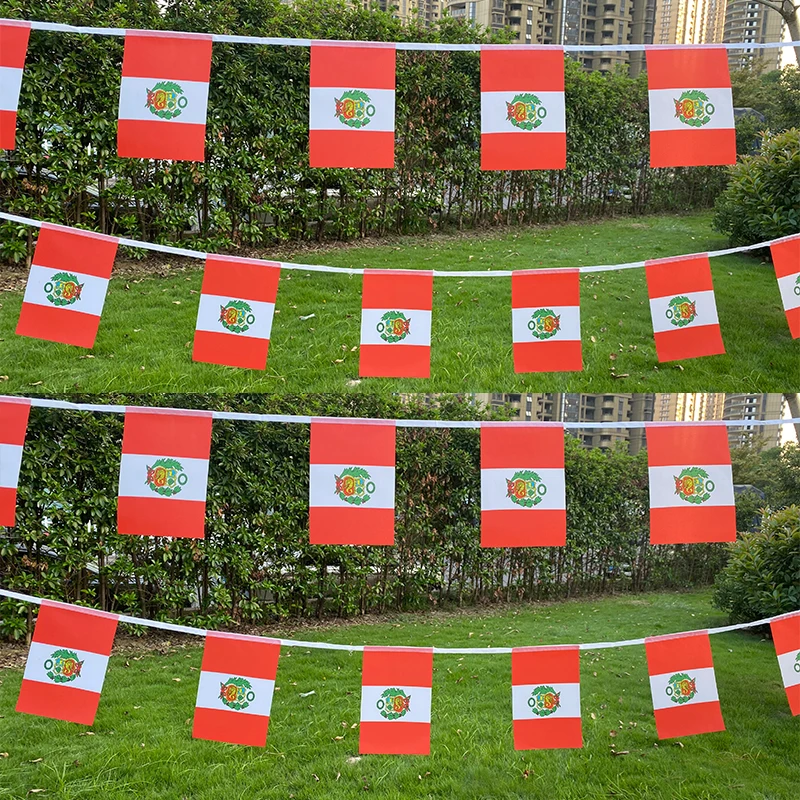 Aerlxemrbrae  5.5M 20pcs/set14cmx21cm  peru  String Flag peru Hanging Mini Flag  Window Flag