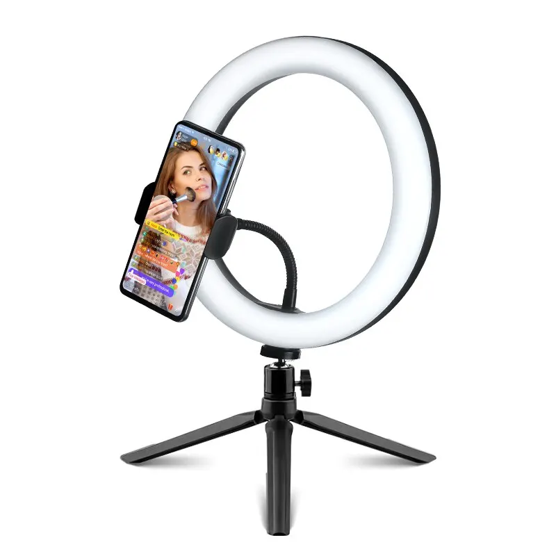 26Cm 10Inch Led Selfie Ring Licht Ronde Ring Lamp Met Telefoon Houder Fotografie Vul Verlichting Met Statief Voor Youtube Live Video