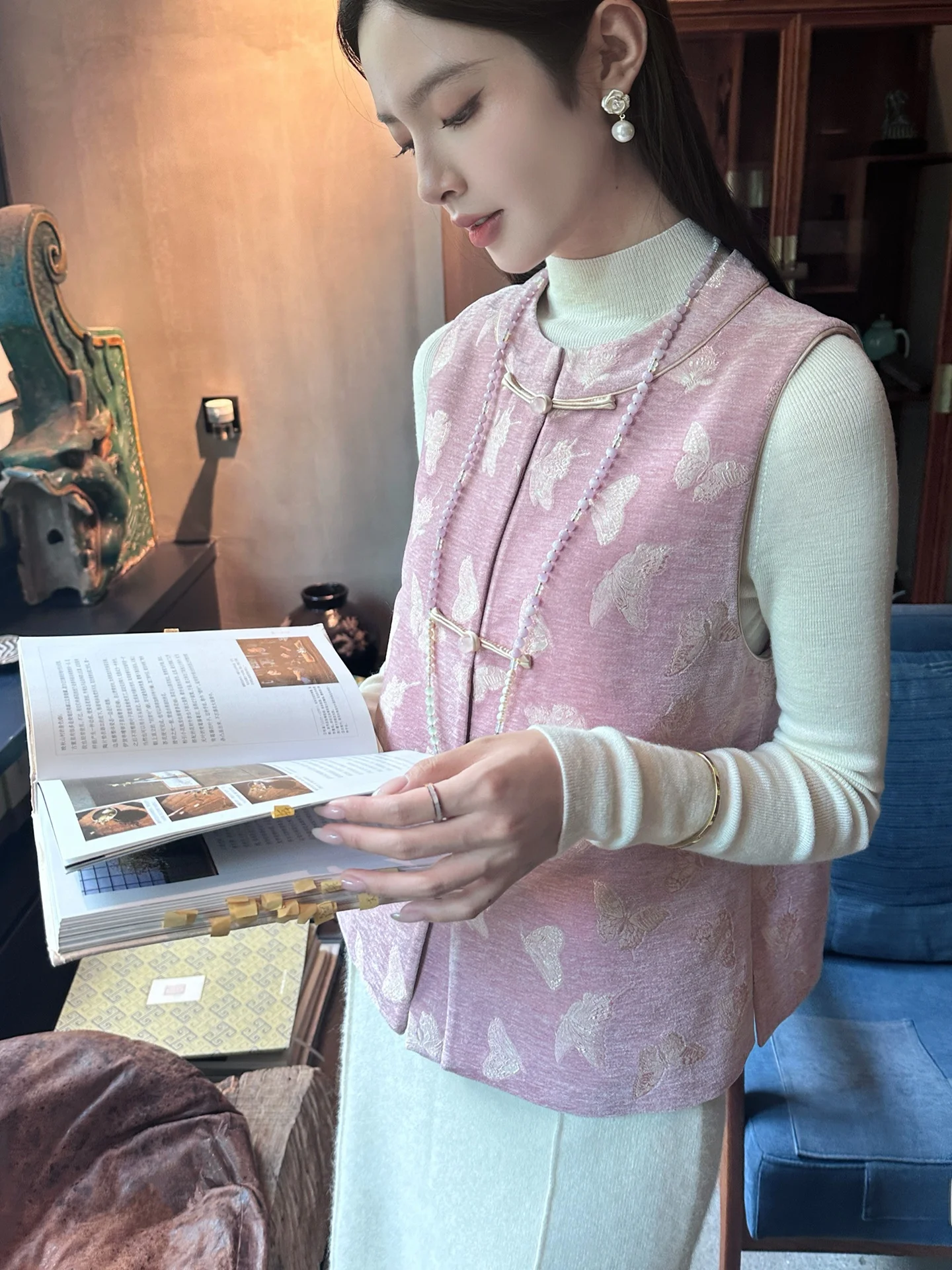 

Женская осенне-зимняя куртка-жилет Xu Beiting Original Tee-Button a Ni Er в новом китайском ретро-стиле