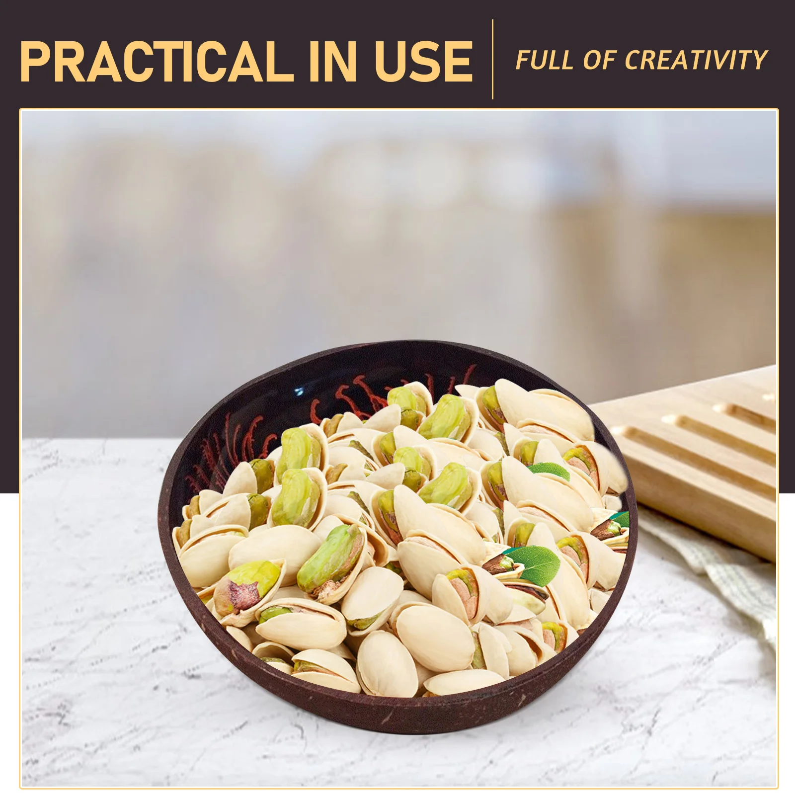 

Coconut Shell Bowl Candy Holder Unique Handmade Bowls for Sweets Nuts Fruit Dish Office Decor Environmental Friendly Container