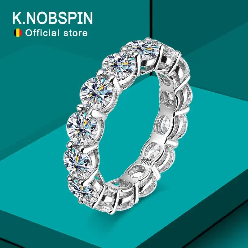 New 5mm 7ct D Color Moissanite Ring 925 Sliver Plated with White Gold Wedding Band Eternity Band Engagement Rings For Women