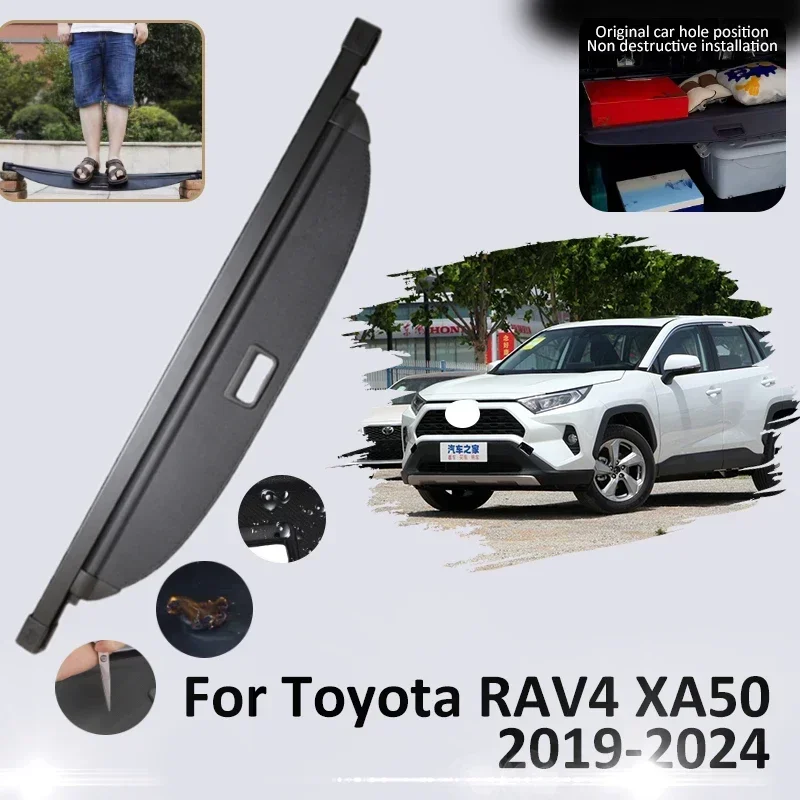 Car Trunk Cargo Cover For Toyota RAV4 XA50 2019 2020 2021 2022 2023 2024 Security Shield Rear Rack Curtain Partition Accessories