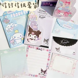 Cute Sanrio Cinnamoroll Envelope Letter Paper Sticker Combination Set Cartoon Kuromi Note Students and Children Write Letters