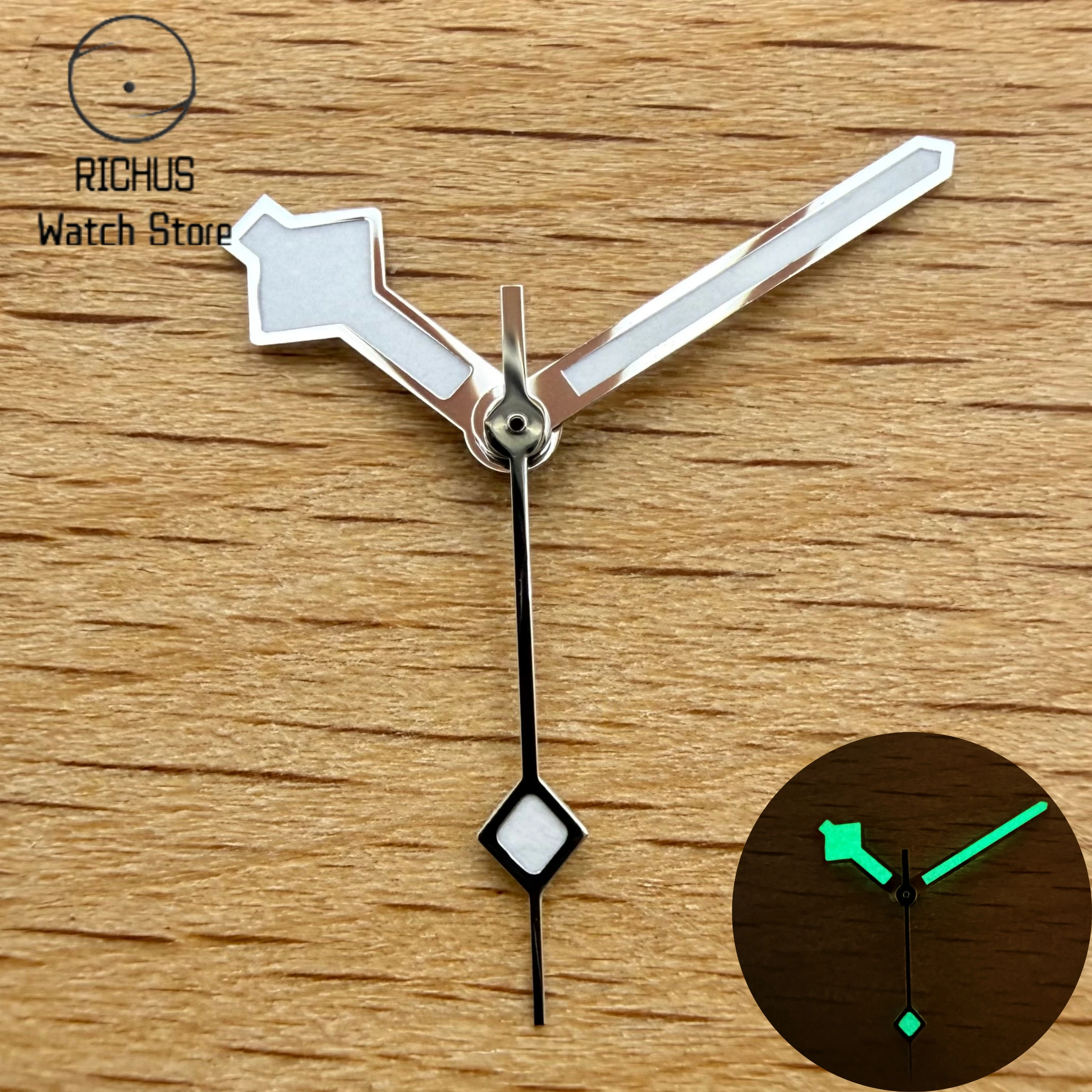 High Quality Silver Snowflake Watch Hands Green Luminous Pointer Fit for Ronda 515 VH31 Quartz Movement Repair Replacement Parts