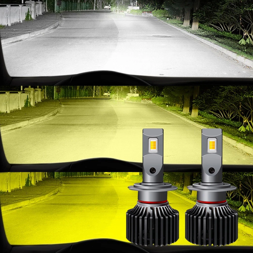 2x 3 Colors 100W LED Car led Headlight fog light bulb 10000LM Auto LED H4 H1 H3 H7 H8 H9 H11 9005 HB3 9006 9012 HB4 3000K 6000K