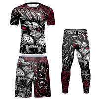 Men Boxing MMA Rashguard T-shirt+Shorts 4pcs/set Muay Thai Pants Sportsuits Bjj Gi Kickboxing Gym Competition Sport Combat Wear
