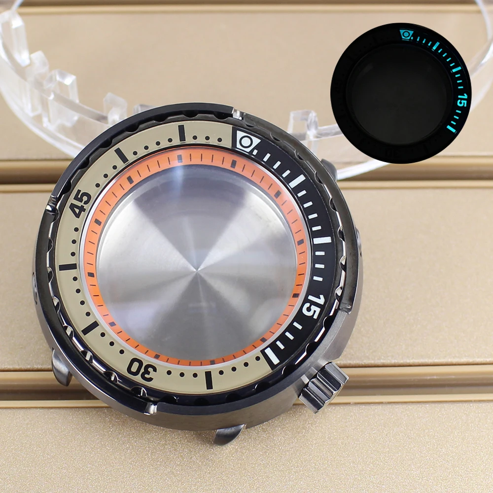 

47mm NH35 Watch Cases Sapphire Glass For Mod Tuna Can NH35 NH36 NH38 NH34 4R36 Movement With Chapter Ring 20ATM Watch Spare Part