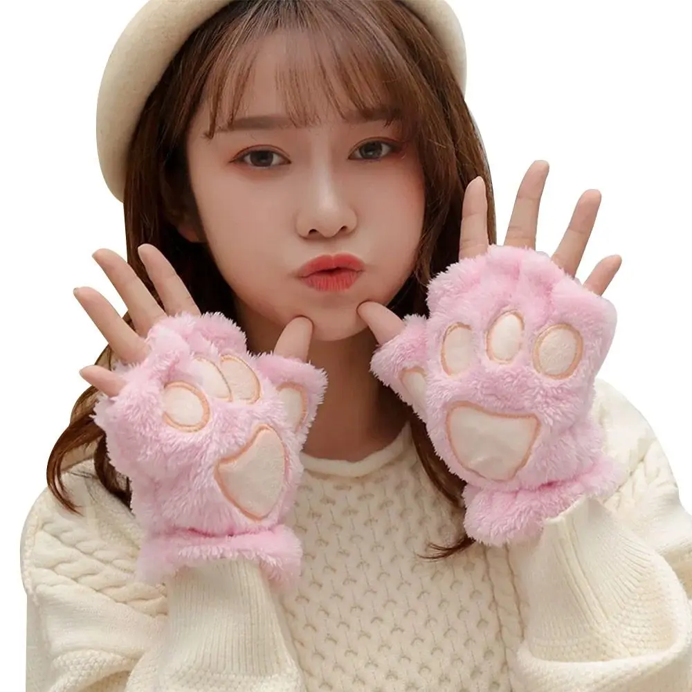 

Fashion Warm Women Winter Gloves Bear Paw Furry Mittens Soft Windproof Cat Paw Gloves Cosplay