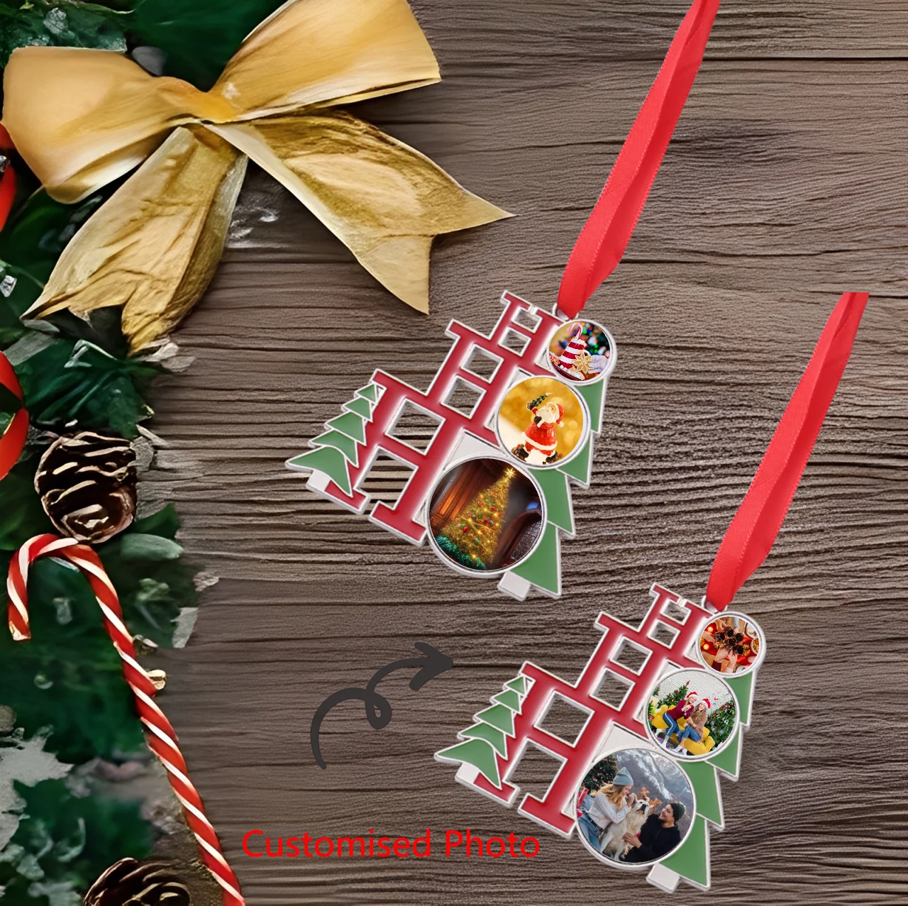 Personalised Christmas tree ornaments, including 3 exclusive images, customised picture Christmas tree Tree Toppers