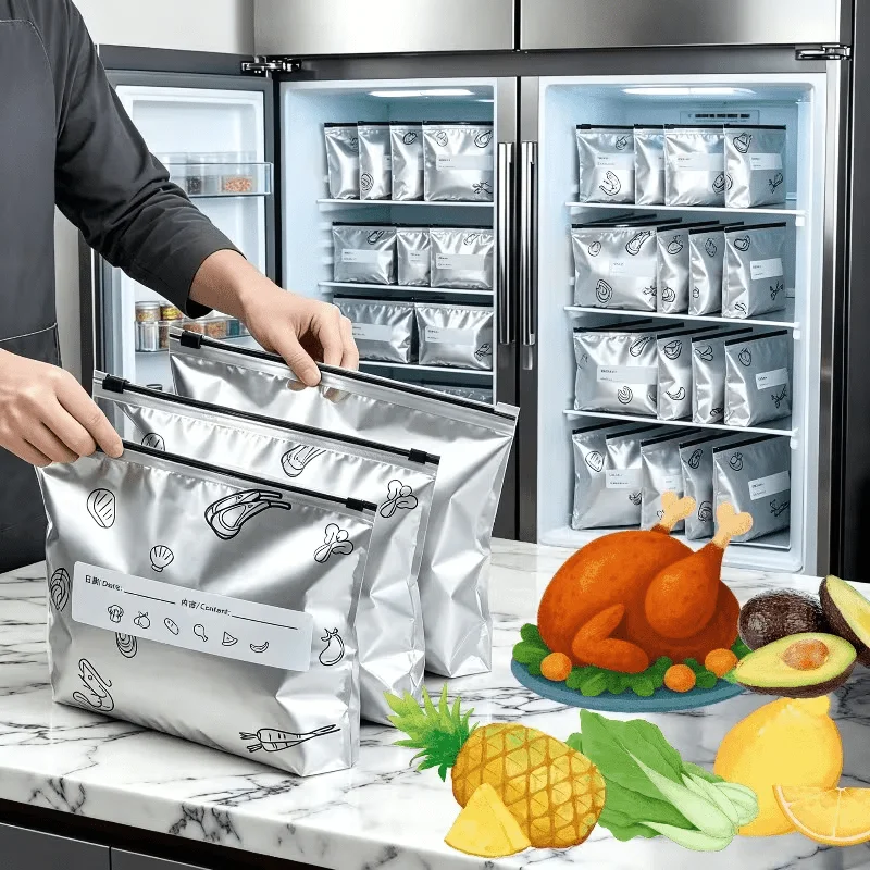 35pcs Heavy Duty Resealable Aluminum Foil Food Storage Bags Freezer Zipper Pouch Assort Sizes For Kitchen Freshness Utility Kits