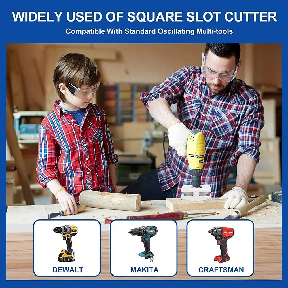 Portable Stainless Steel Square Slot Cutter Universal Durable Rectangle Slot Cutter Hand Tools Socket Slot Cutter