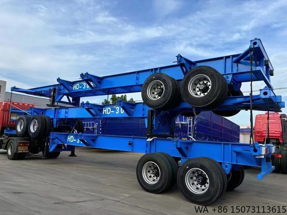 High Quality Custom Color 20ft 40ft 45ft Skeleton Semi Trailer with 2 or 3 Steel Axles