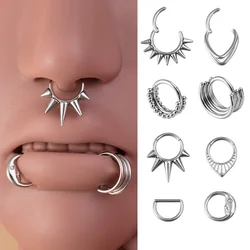 1pc Spike Moon Hinged Septum Piercing Lip Ring Stainless Steel Cartilage Tragus Daith Helix Piercing Earrings Body Jewelry 16G