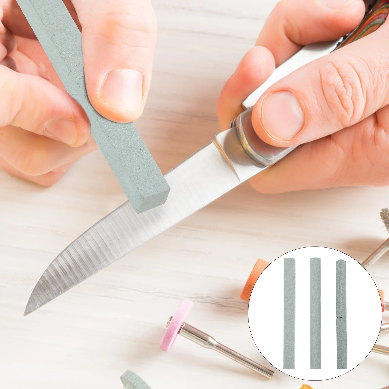 

3pcs Carbide Sharpening Whetstone Durable Grindstone For Handmade Knives Woodworking Carving Knives Grinding Tool