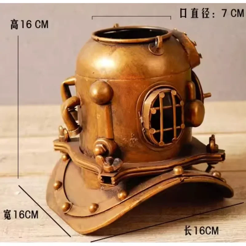 Vintage Wrought Iron Model Ornament, Steampunk Diving Hat, Pen Holder, Artistic Personality, Creativity