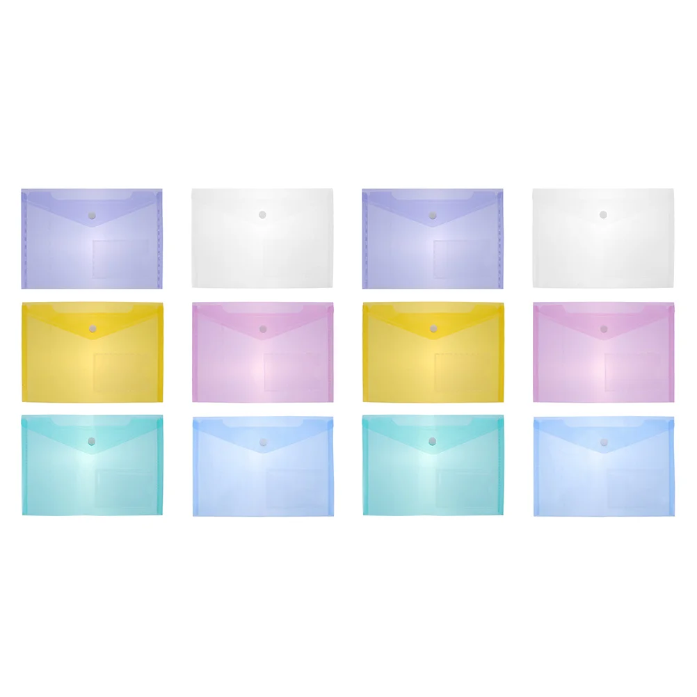 

12pcs A5 File Bags Transparent Clasp Design Moisture Resistant Document Organizer Storage Pouch School Work