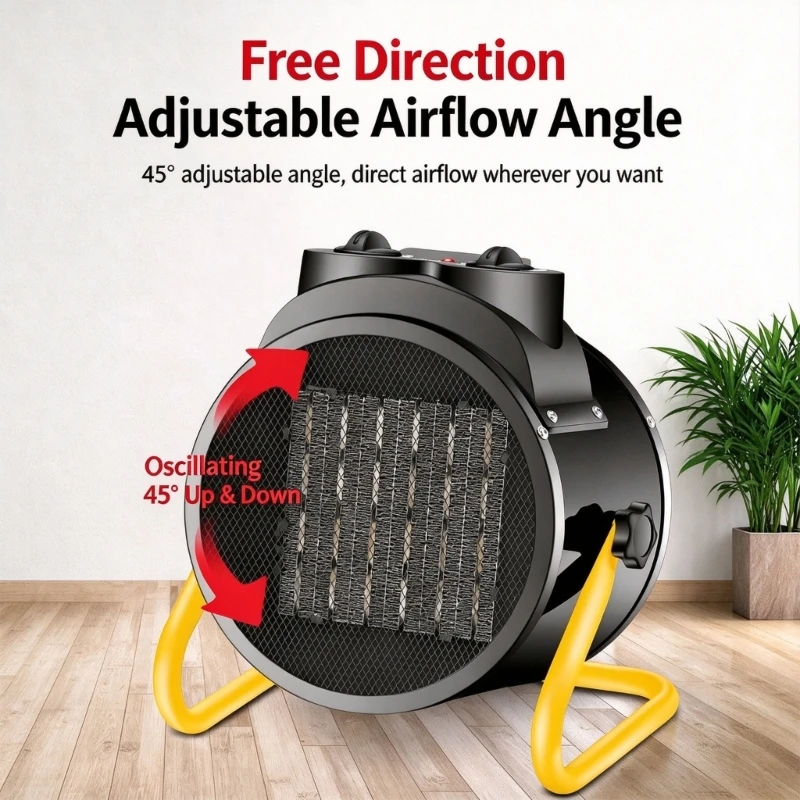 Portable Warm Air Blower Electric Fan Heater with 3 Heat Modes, Adjustable Warm Air Direction, 220-240 V Portable Electric Y5GB