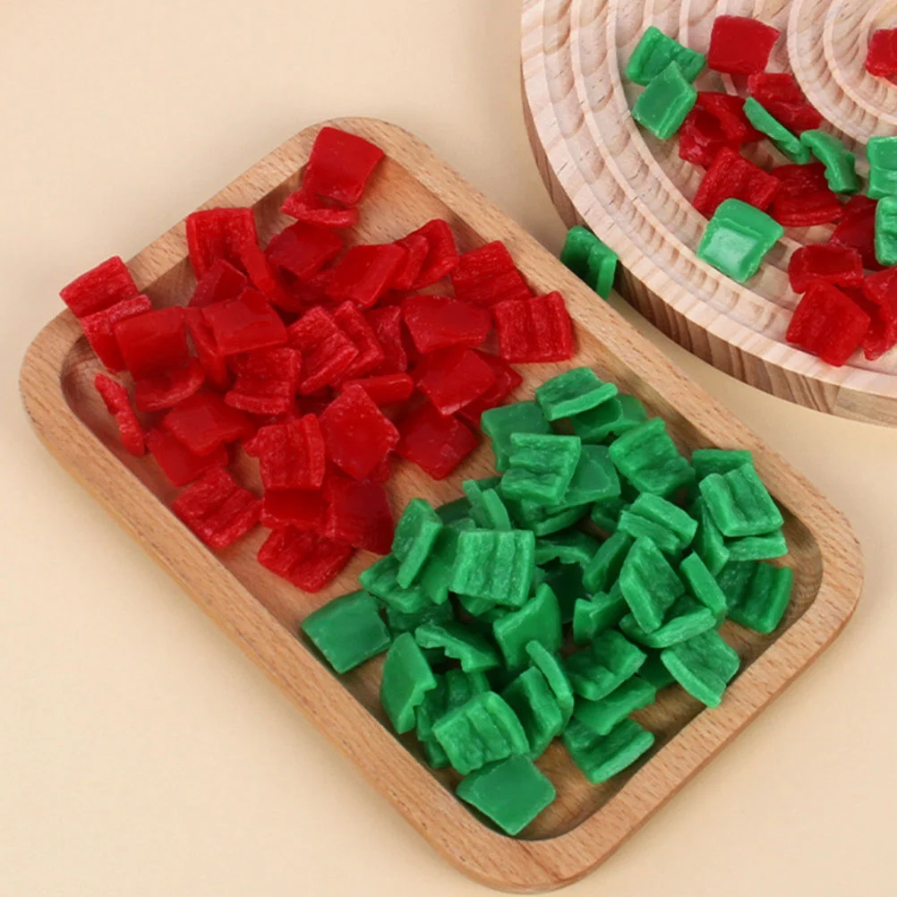 25 Pcs Simulated Green and Red Pepper Cube Model Dishes with Decorative Props Peppers Fake Vegetable Broccoli