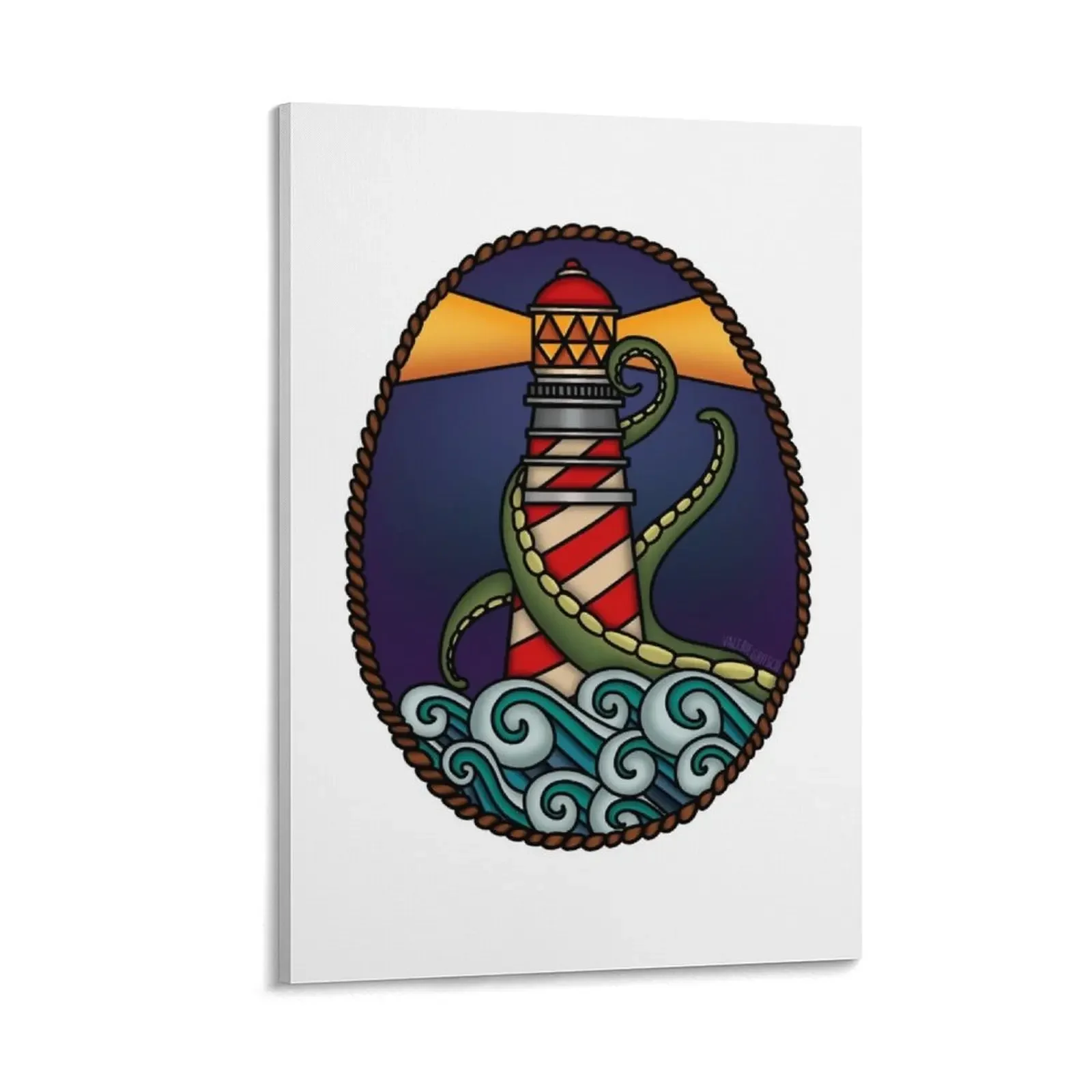 The Lighthouse & The Kraken Canvas Painting interior paintings posters for wall