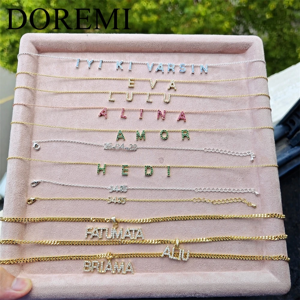 

Lateefah custom-made copper necklace for women, Cz exquisite necklace jewelry, 9mm zircon letter name necklace, all crystal