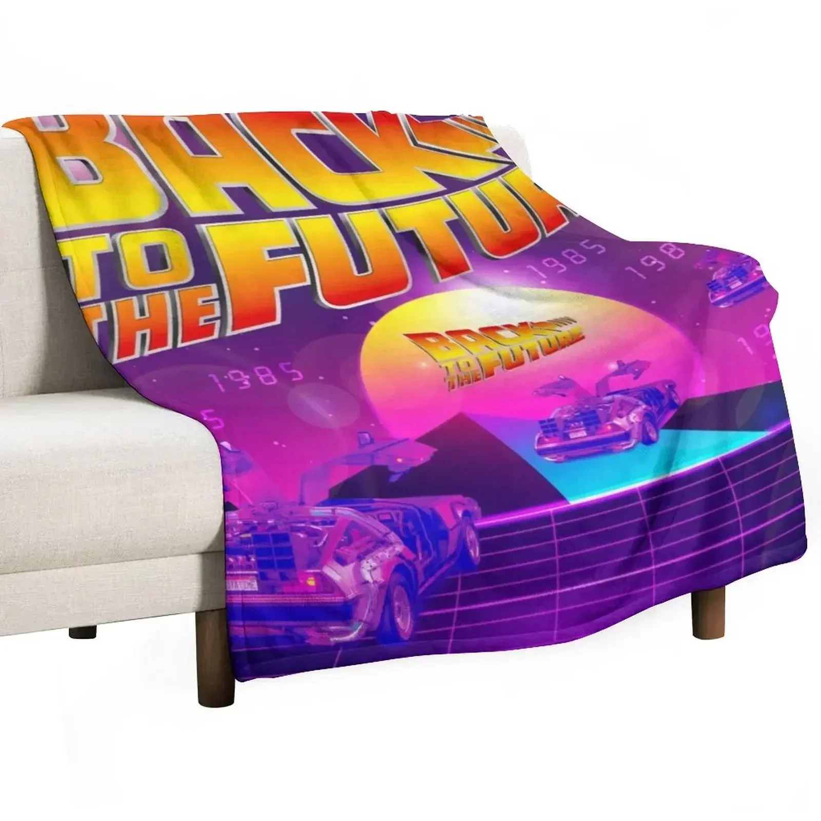 Back to the future, cool retro design with Delorean by Marty McFly, officially licensed fan art Throw Blanket Thermal Blankets