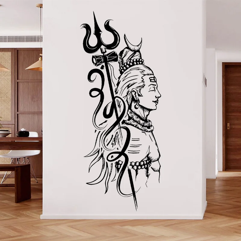 Indian Shiva Wall Stickers Home Decor Living Room High Quality Vinyl Hinduism God Wall Decals Art F-25