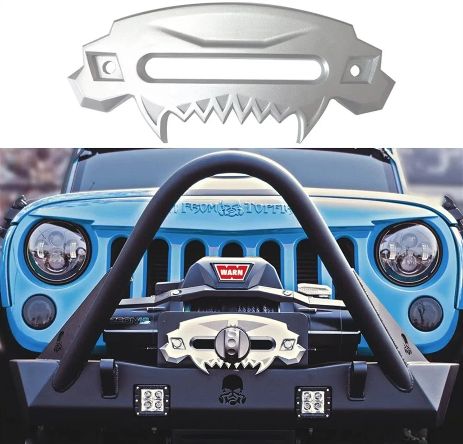 

SXMA J071 Universal Beast Front Bumper Aluminum 4x4 Hawse Fairlead Synthetic Winch For Jeep Wrangler JK 07-17