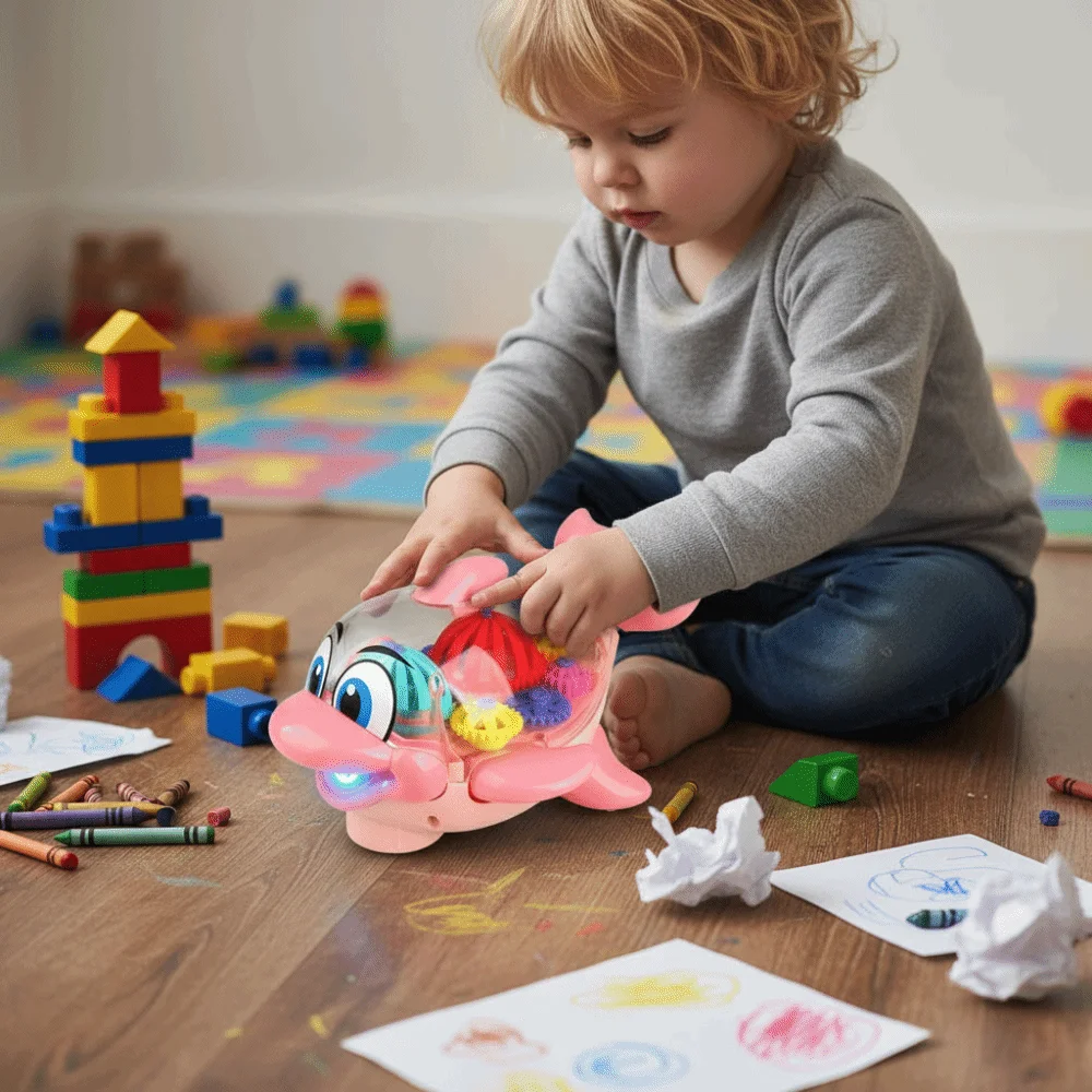 Jouet dauphin lumineux LED, lumière électrique, musique, équipement mécanique, créature marine, jouet d'apprentissage éducatif précoce
