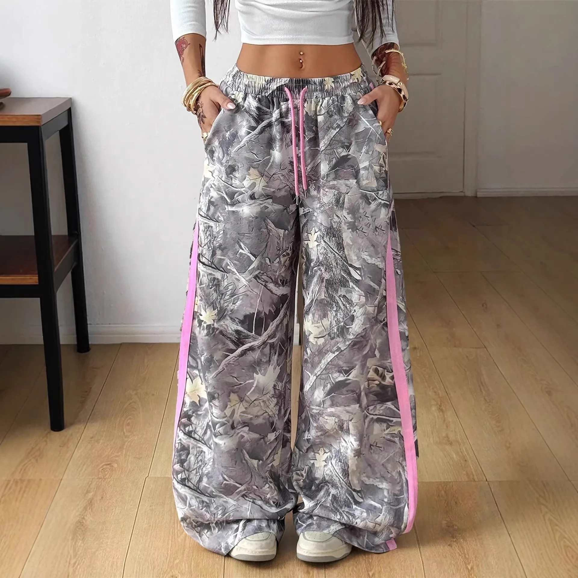 2026 New Drawstring with Pocket Mid-waist Micro-elastic Women's Harlan Pants