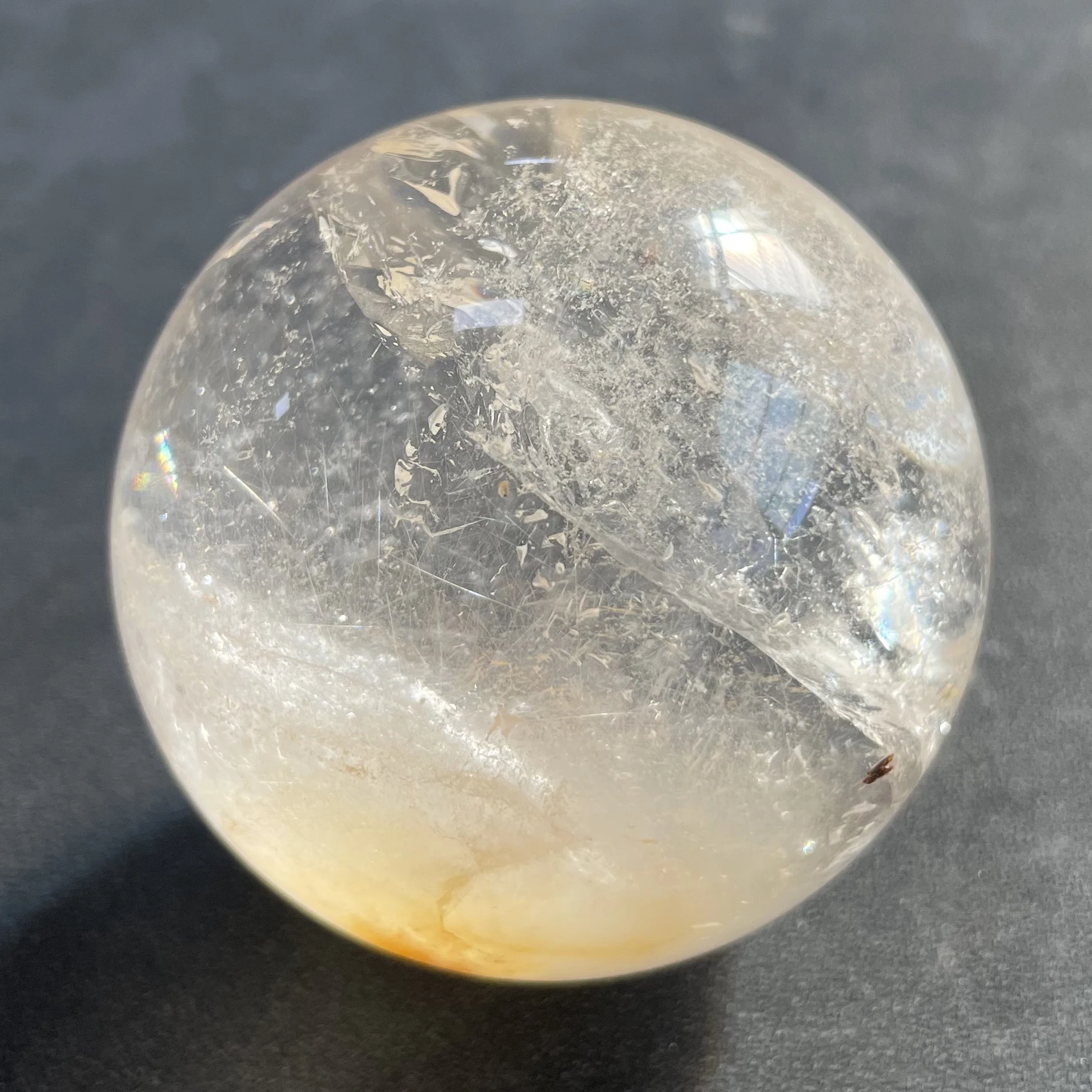 301g Natural Stone Quartz Rutilated Sphere Polished Rabbit Hair Crystal Ball Decoration Rock Gift Reiki Healing B188