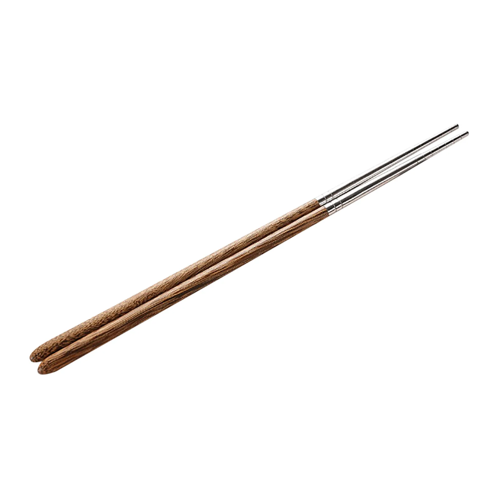 Reusable Stainless Steel Chopsticks Anti-skid Wooden Chopstick Head Simple Metal Food Sticks Hotel Restaurant Home Tableware