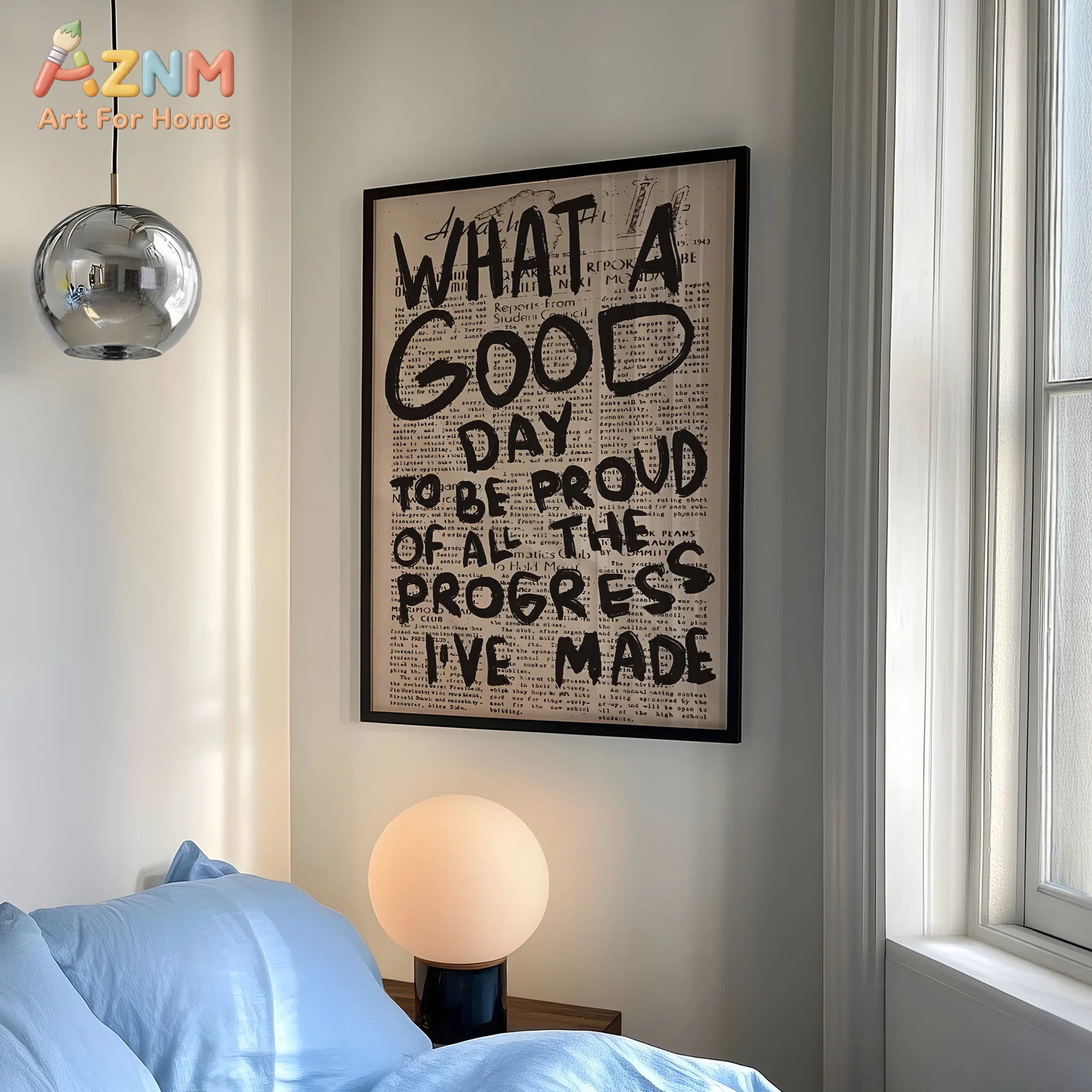 AZNM What A Good Day To Be Proud Motivational Text Canvas Print Vintage Newspaper Background Positive Affirmation Unframed Canva