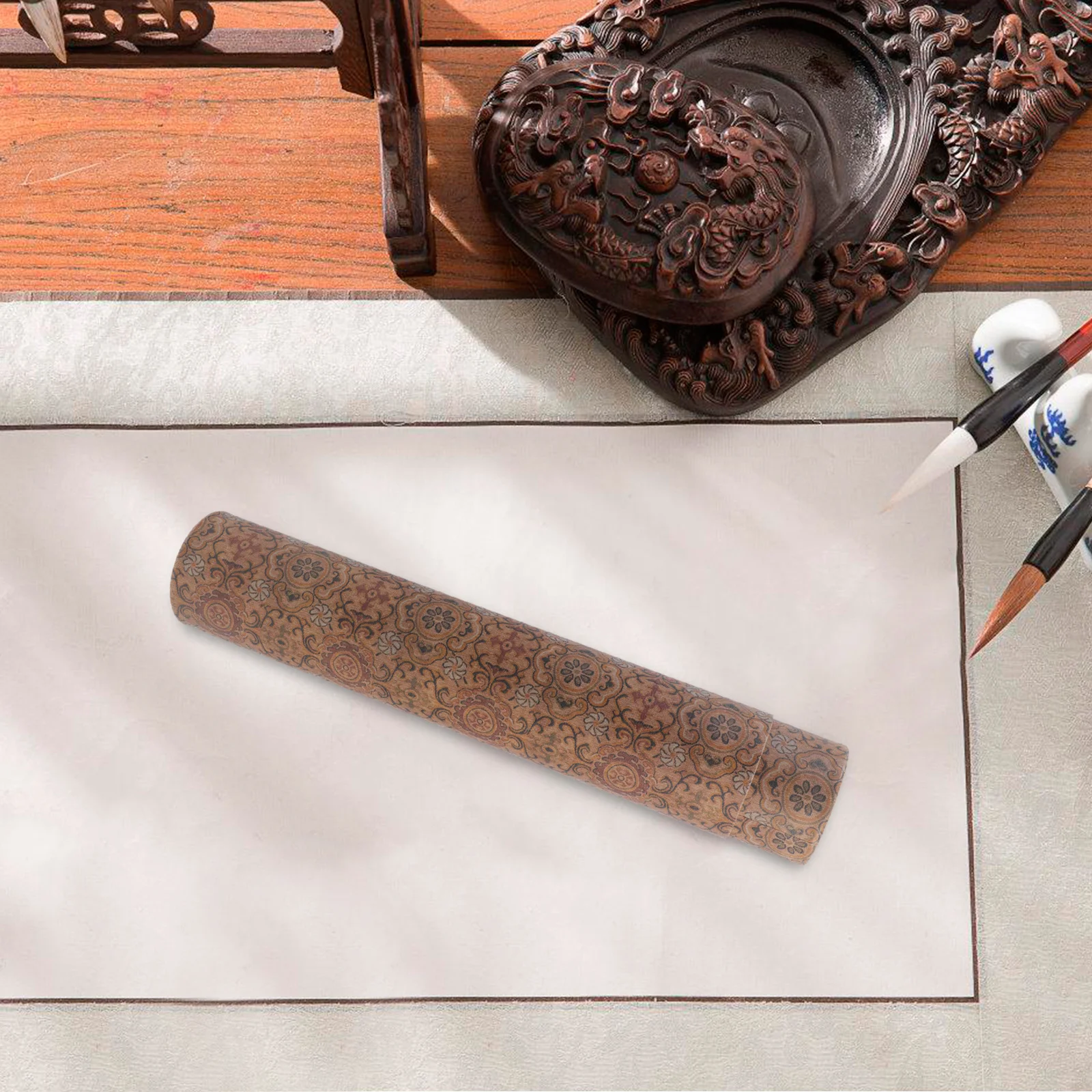 Telescoping Scroll Storage Box Floral Pattern 6cm Diameter Calligraphy Roll Holder Extendable Poster Travel Carrier