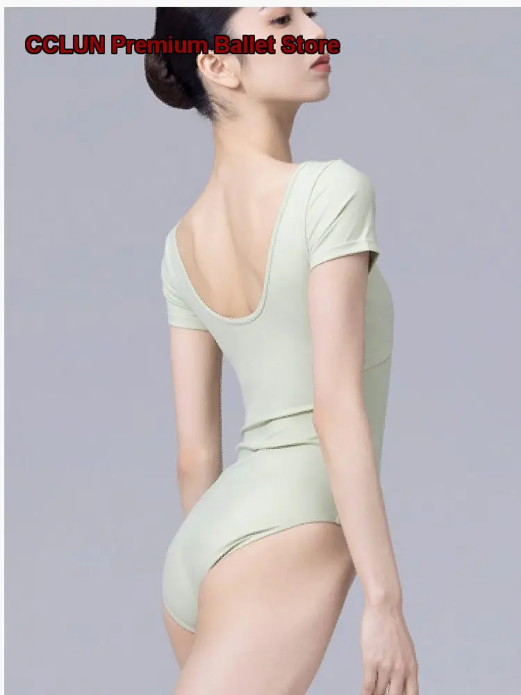 mustard-green-adult-women's-practice-leotard-dance-short-sleeves-one-piece-body-suit-girls-gymnastics