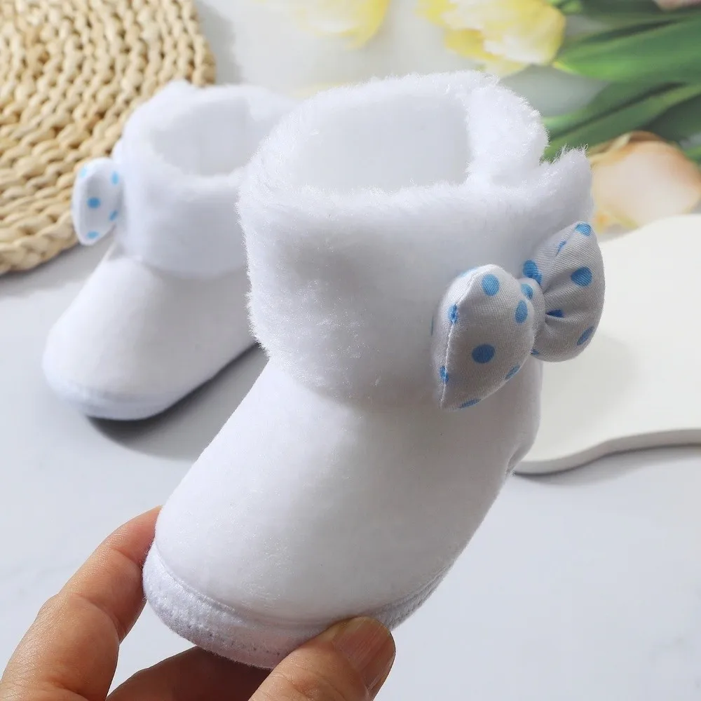 Cute Winter Newborn Baby Shoes Warm Soft Sole Toddler Snow Boots 0-12 Months Anti-Drop Infant First Walking Shoes