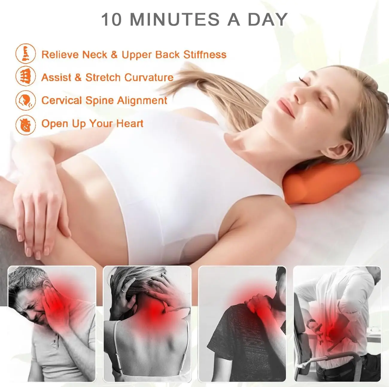 Trapezius Trigger Point Massager for Neck and Shoulder Pain Relief, Posture Corrector (Orange) view 2
