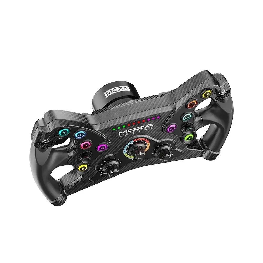 Volante MOZA Racing KS, rueda GT estilo mariposa de 300mm con botones RGB de viaje cortos programables