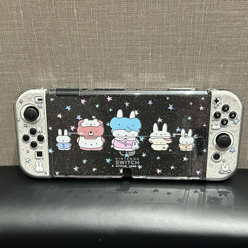 Hot Miffy Console Case for Switch 2 Glitter Acrylic Hard Shell Soft Cover Split Design Shockproof Protective Housing Character