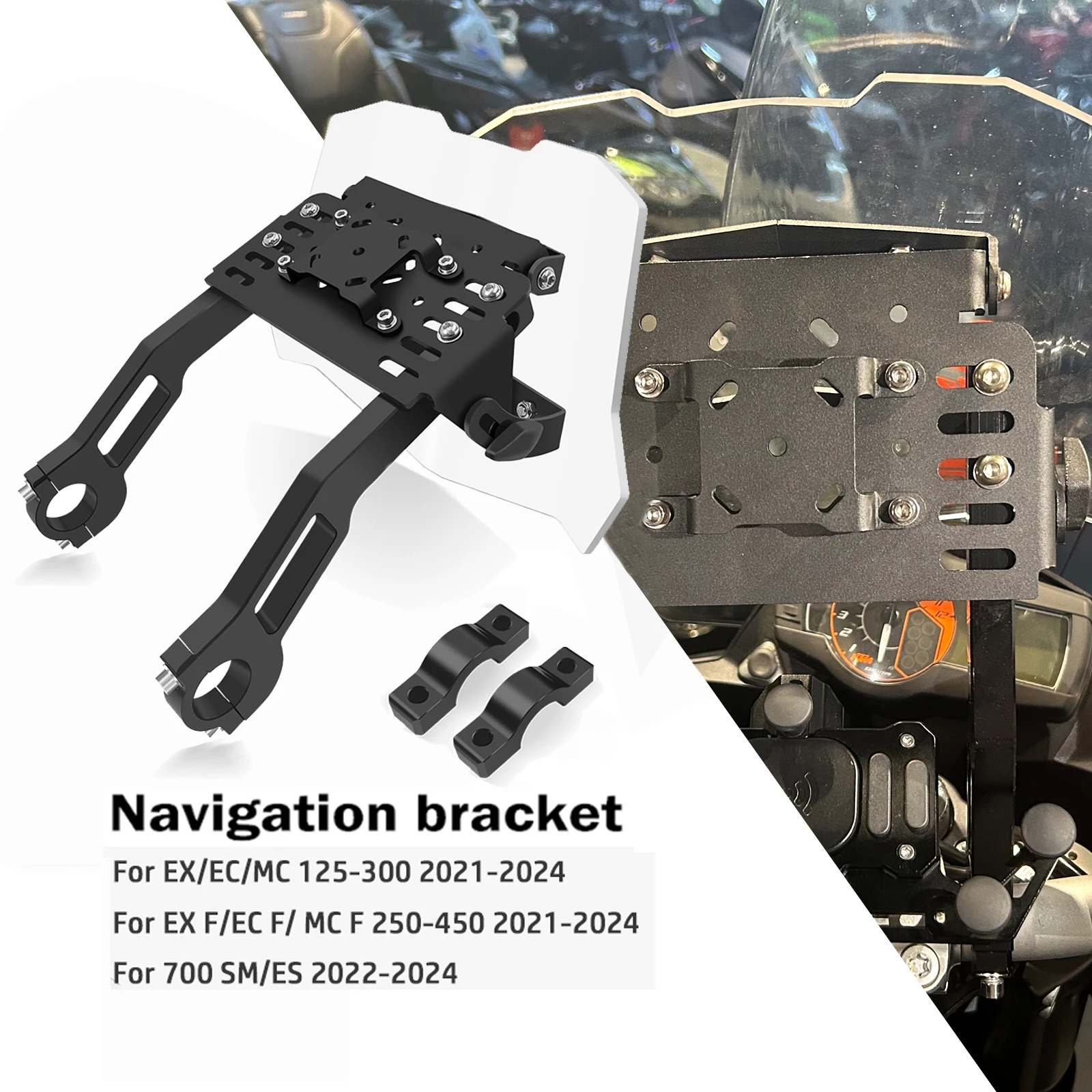 For EX F/EC F/MC F 125-300 250-450 700SM/ES 2021-2024 Multifunctional Monitor Base Mobile Phone Navigation Holder GPS Stabiliser