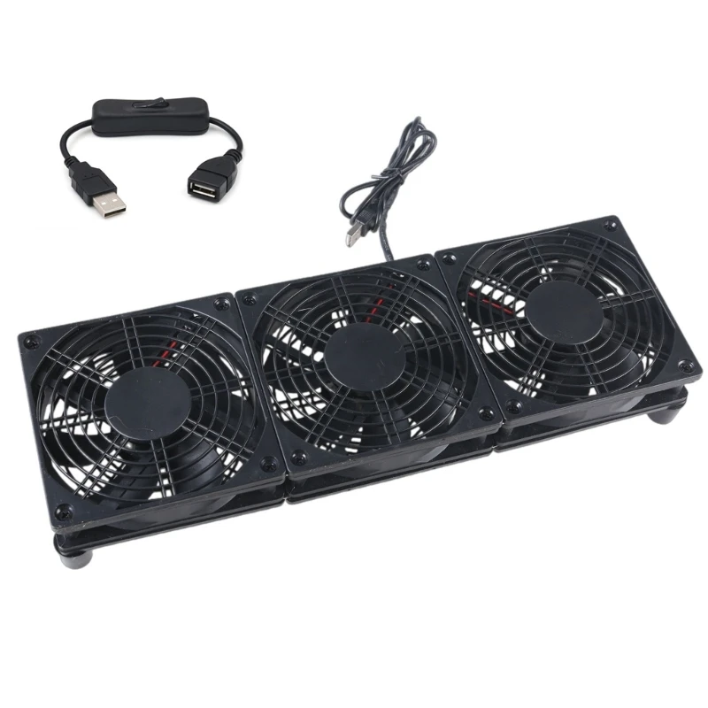 120mm 5V Three USB Fan for Efficient Heat Dissipation 1400rpm Speed,45CFM Airflow for Electronics Exhaust Ventilation