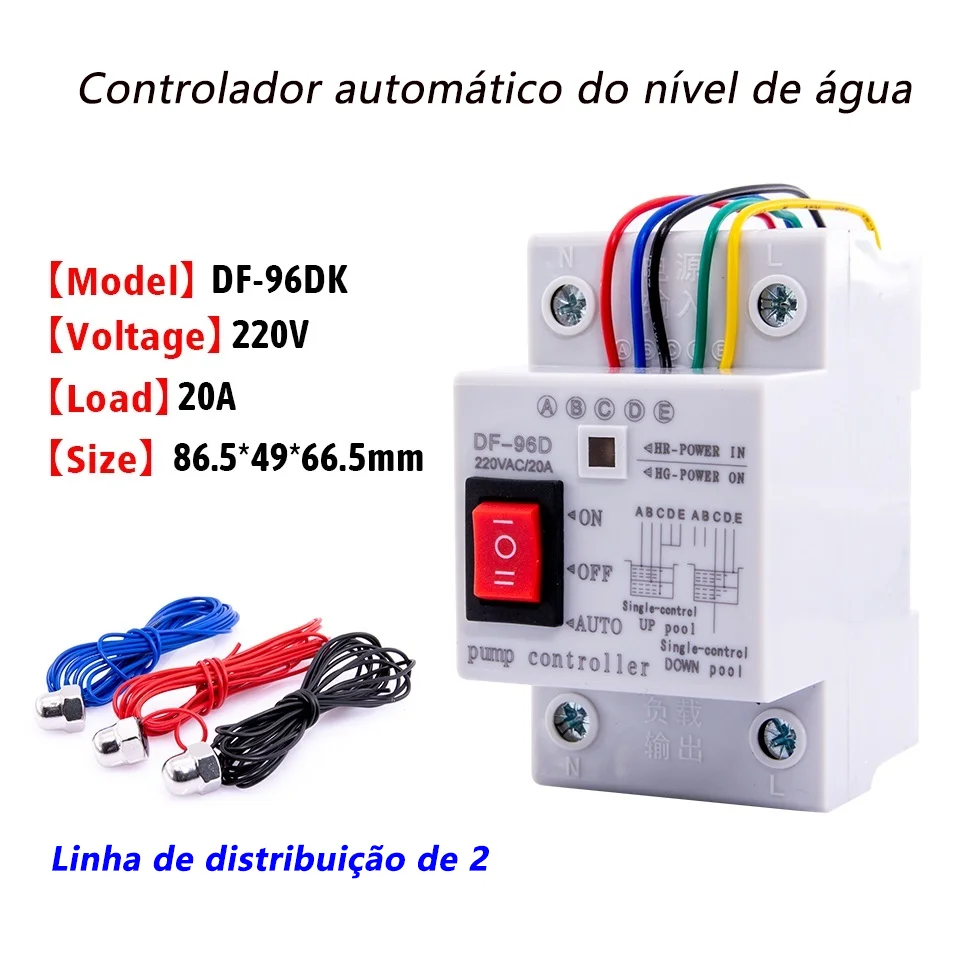 Interruptor automático do controlador de nível de água DF-96D 20a 220v 2m fios tanque de água sensor de detecção de nível líquido controlador da bomba de água