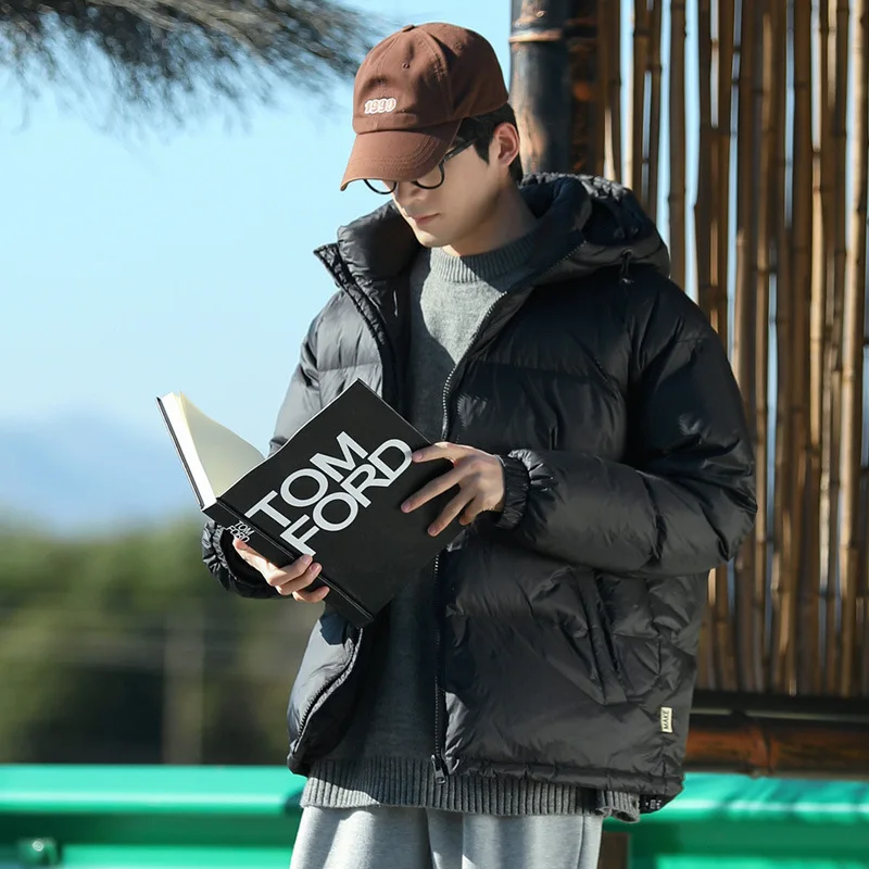 Short Down Jacket Graphene Heating Thickened White Goose Down Warm Windproof Coat Men Winter Hooded Down Puffer Jacket JK-097