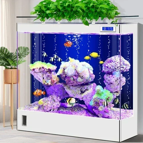 New Super White Glass Fish Tank Living Room Small Household Ecological Change Water Large Back Filter Loop Floor Aquariu