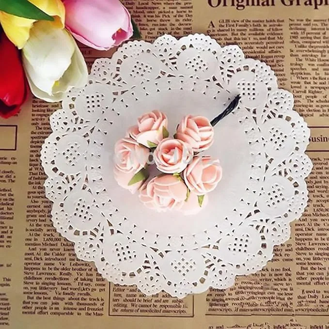 100Pcs Paper Doilies Assorted Sizes White Lace Paper Doilies Disposable Doily Rectangle Round Paper Doilies for Dessert Trays Tables Furniture Buffet Cake Fried Food Wedding Party Tableware Decor