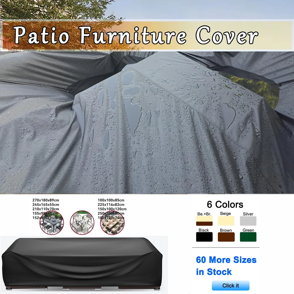 

Прочный водонепроницаемый чехол для садовой мебели, прямоугольный защитный чехол для уличной мебели из ткани Оксфорд 420D