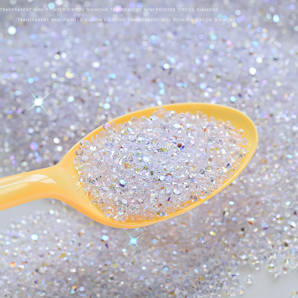 1 Zak 1,2 mm AB Clear Ultra Tiny Gems Nail Art Stone Micro Sparkly Steentjes voor Nail Art Beauty Mini Iriserende Faux Make-up DIY