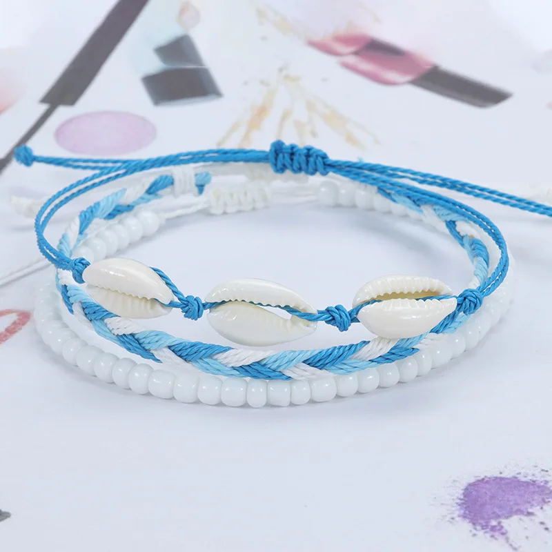 Beach Surfer Wave Bracelet for Women,Ocean Wave Adjustable Waterproof Handmade Braided String Beaded Bracelet Friendship Anklets