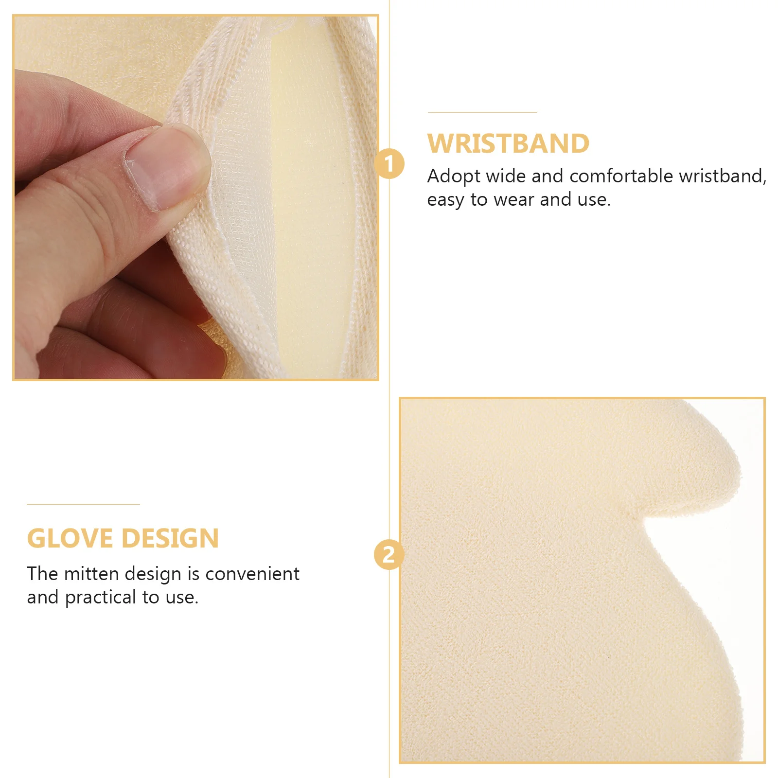 

2Pcs Bath Back Scrubbers Ergonomic Glove Design Exfoliating Bathing Tools for Legs Arms Chest Shower Scrubbing Towels Natural