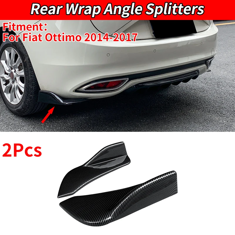 For Fiat Ottimo 2014-2017 Car Carbon Fiber ABS Rear Bumper Splitters Aprons Trunk Lip Spoiler Canard Wing Diffuser Wrap Angle