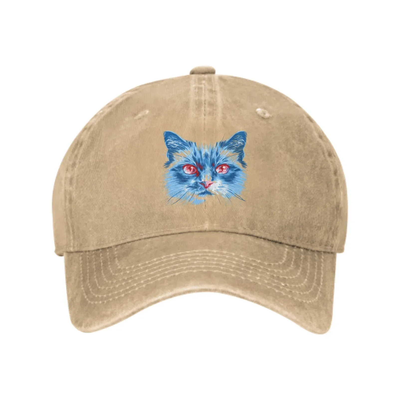 Red Eye Blue Cat Summer Classic Fashion Men Trucker Hat Cotton Breathable Women Cowboy Cap Outdoor Leisure Basketball Caps